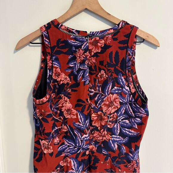 Rebecca Taylor Blue Red Floral Silk Mini Dress 4 - Picture 9 of 16